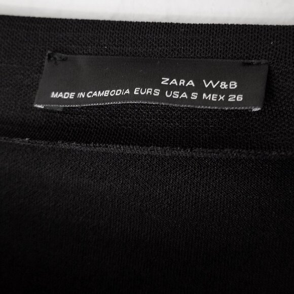 ZARA Long Sleeve Asymmetric Tiered Layered Top Tunic Blouse S Black Minimalist - Picture 5 of 12